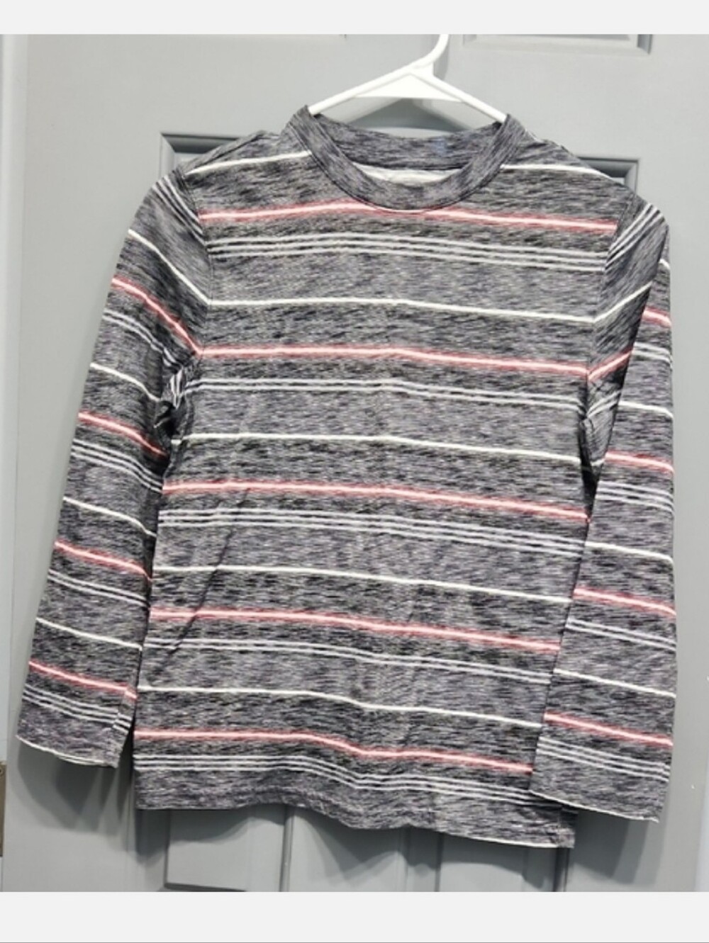 Urban Pipeline Gray Red White Striped Long Sleeve Tee medium